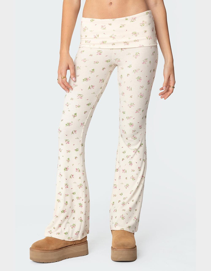 EDIKTED Bloom Baby Fold Over Flared Leggings image number 0