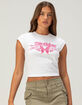 TRUE RELIGION Ruched Womens Cap Sleeve Baby Tee image number 1