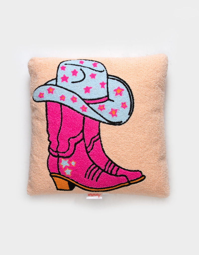 Cowgirl Boots Chenille Plush Pillow image number 0