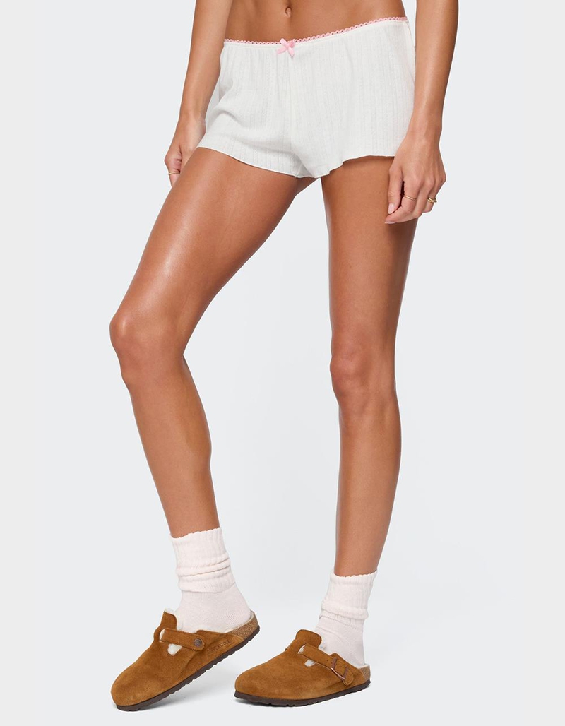 EDIKTED Linny Contrast Pointelle Shorts image number 3