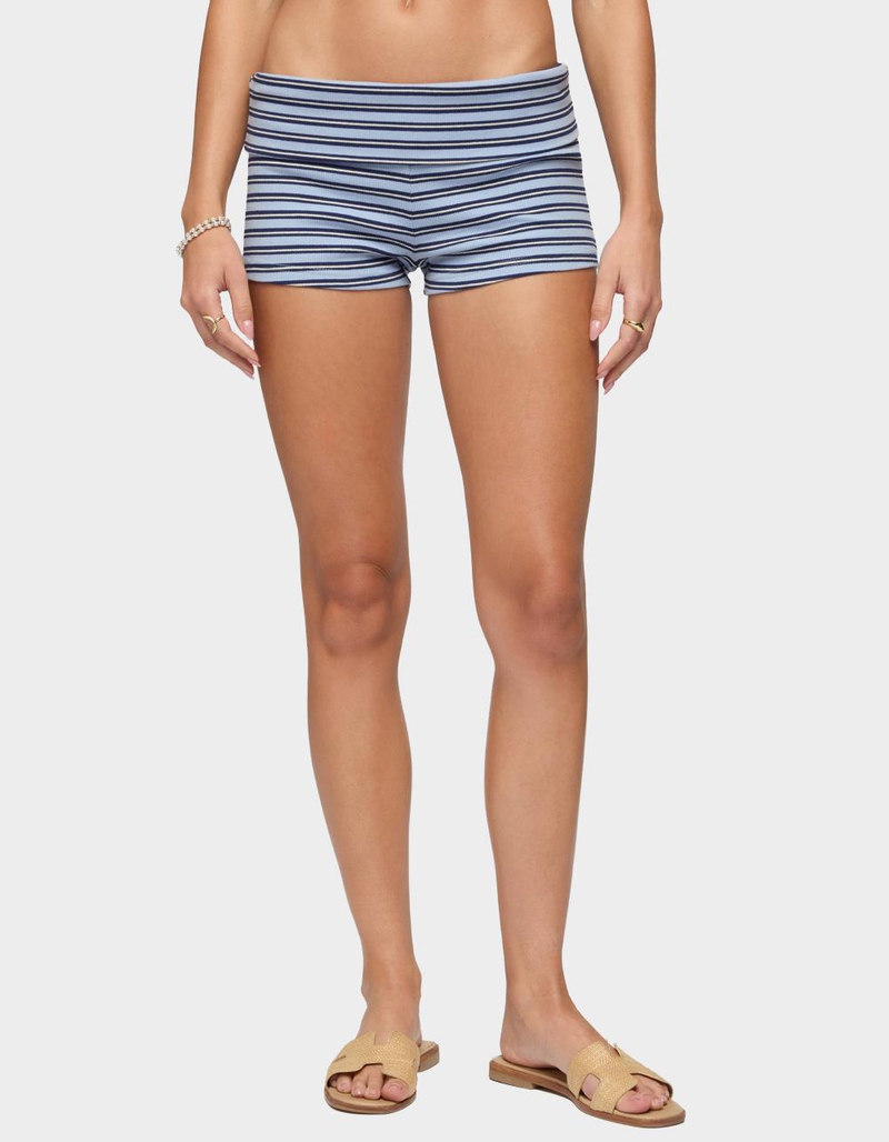 EDIKTED Hodaya Striped Foldover Micro Shorts image number 0