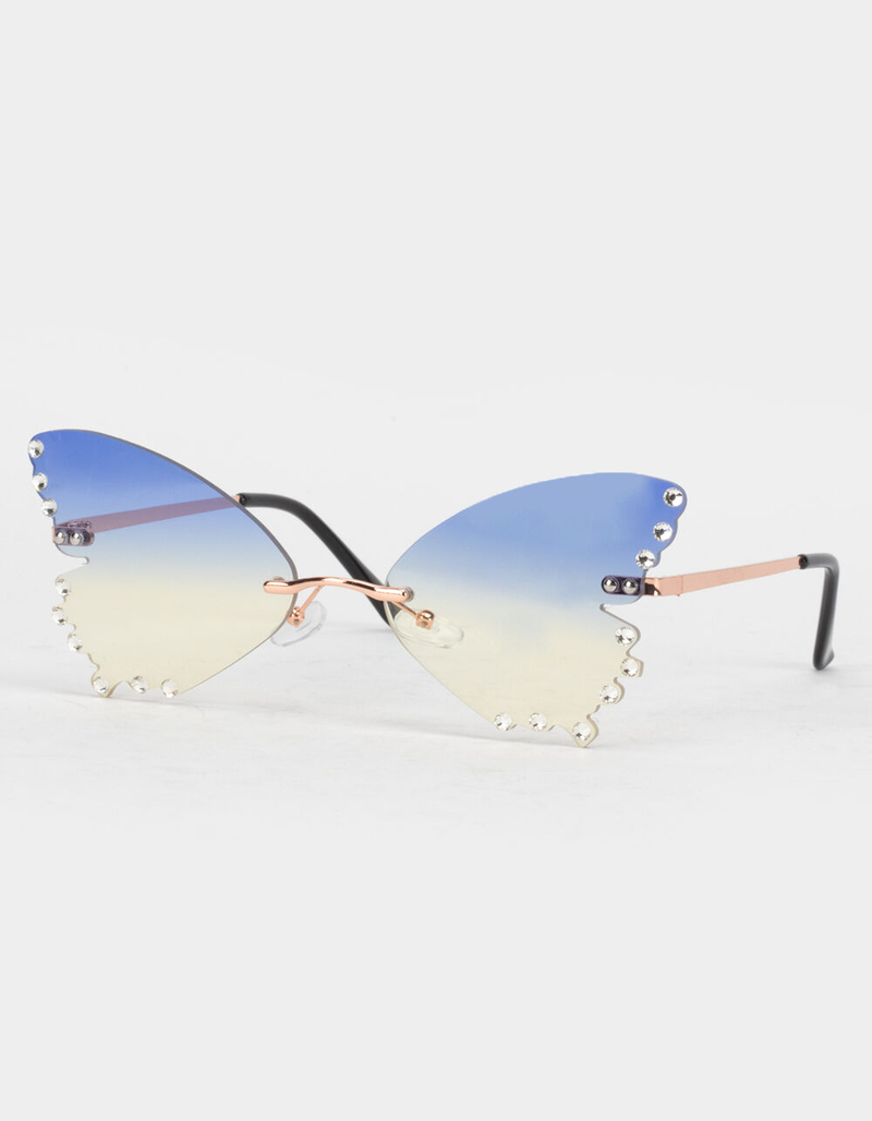 Butterfly Rhinestone Rimless Sunglasses image number 0