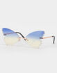 Butterfly Rhinestone Rimless Sunglasses image number 1