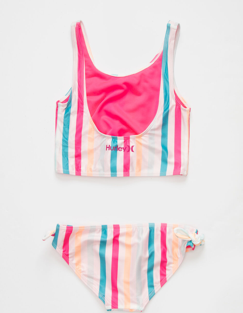 HURLEY Stripe Crop Girls Blue Combo Bikini Set image number 1