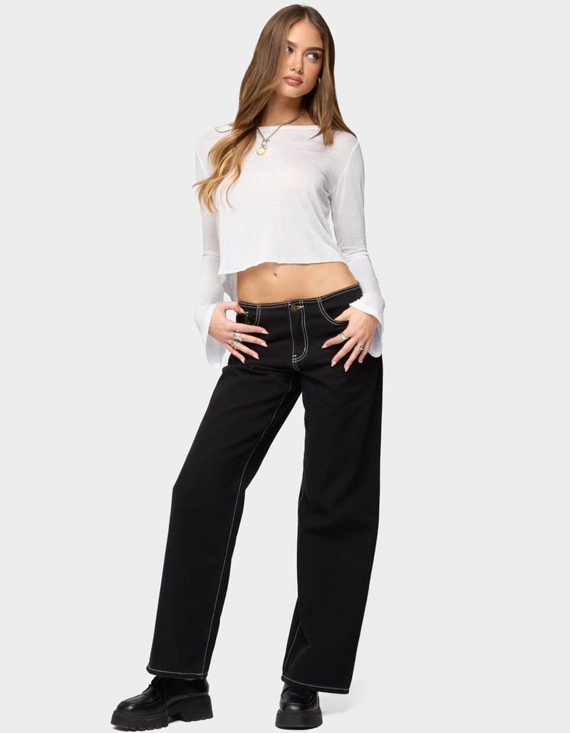 EDIKTED Catalena Long Sleeve Sheer Top image number 3