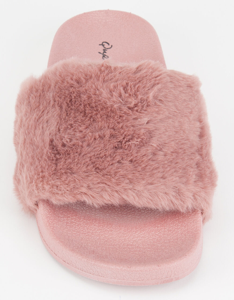 QUPID Faux Fur Mauve Womens Sandals image number 4