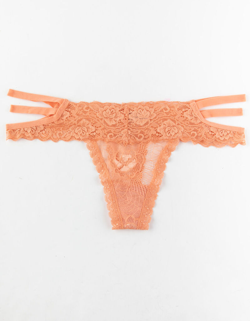 FULL TILT Cage Waist Lace Coral Thong - CORAL - 324177730