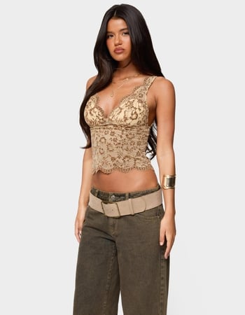 EDIKTED Araura Velvet Floral Sheer Top Alternative Image