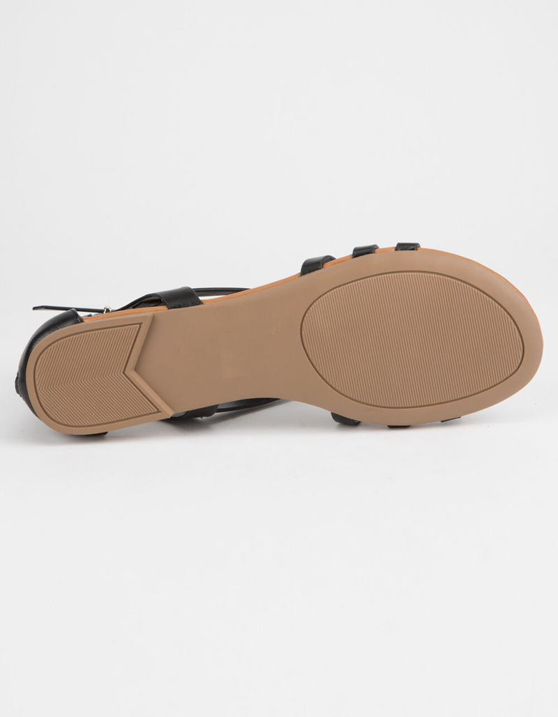 SODA T-Strap Back Zip Black Womens Gladiator Sandals image number 4