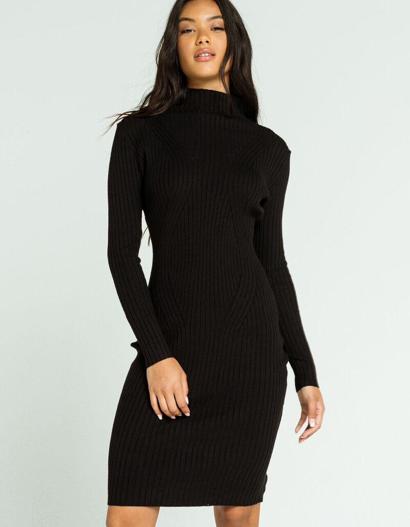 TIMING Mock Neck Sweater Dress BLACK 392068100