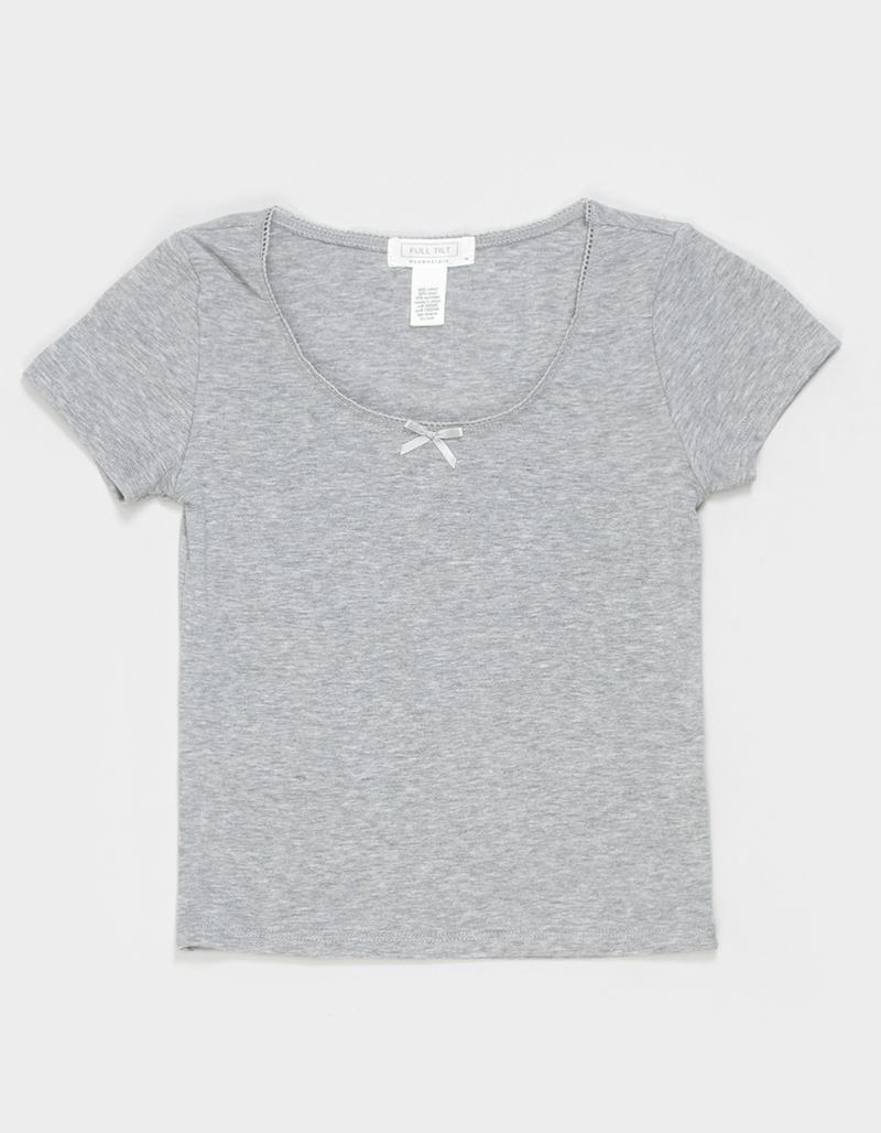 FULL TILT Essentials Girls Bow Trim Tee image number 0