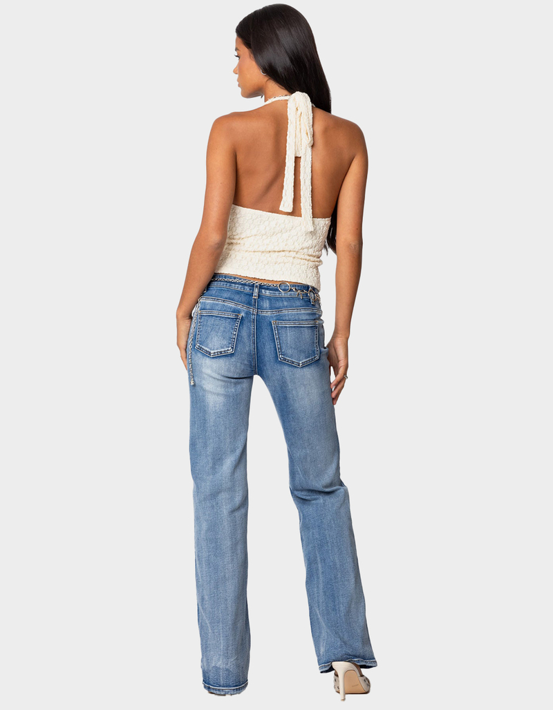 EDIKTED Boot Cut Washed Low Rise Jeans image number 2