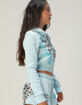 ED HARDY Blue Leopard Womens Zip-Up Rhinestone Hoodie image number 5