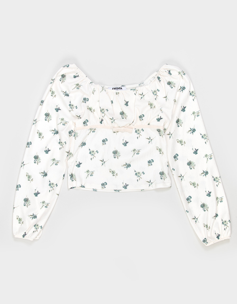 RSQ Girls Floral Texture Bow Top image number 1