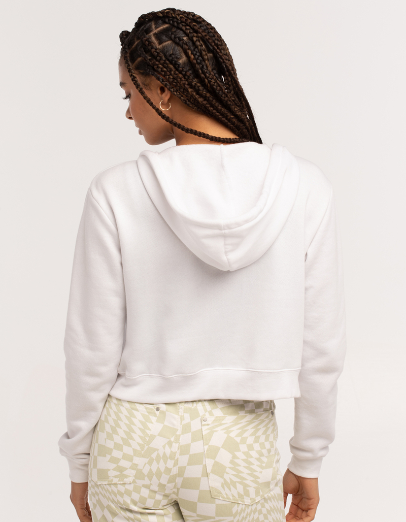FULL TILT Essential Womens White Crop Zip Hoodie image number 2