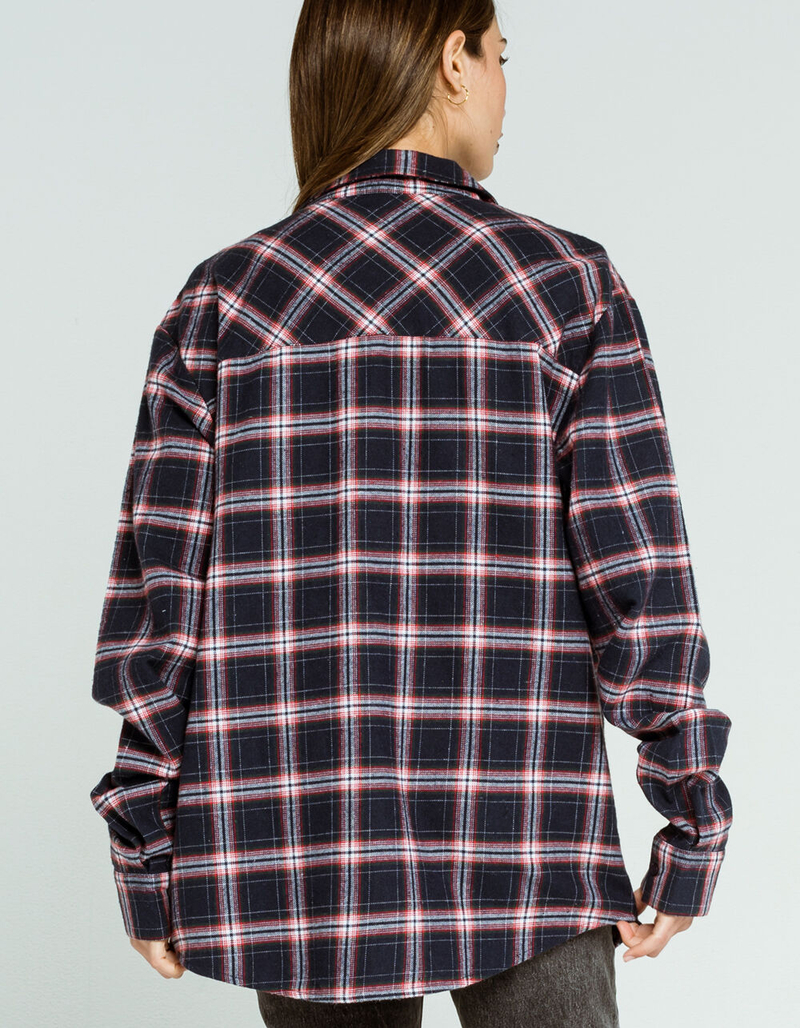 RSQ Plaid Womens Navy & Red Flannel Shirt image number 2