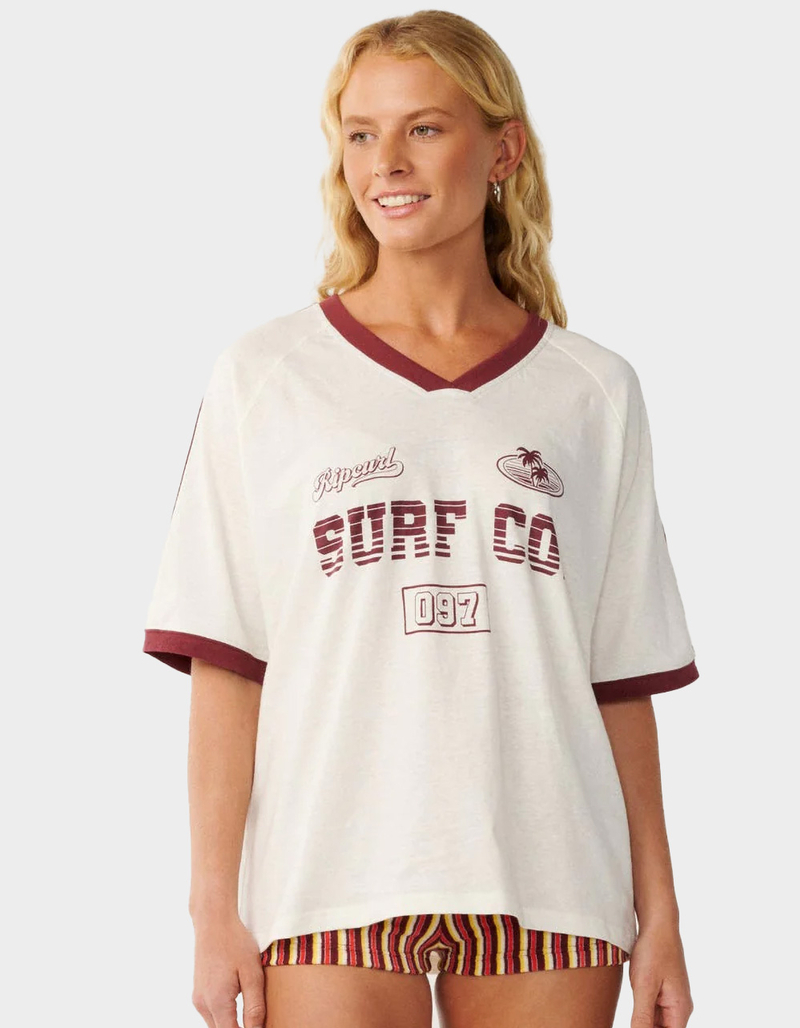 RIP CURL Surf Co. Womens Oversized V-Neck Tee image number 0