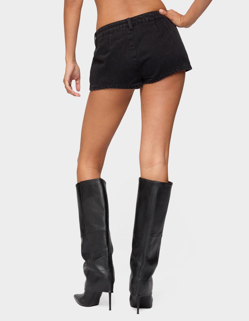 EDIKTED Grommet & Stud Denim Micro Shorts image number 2