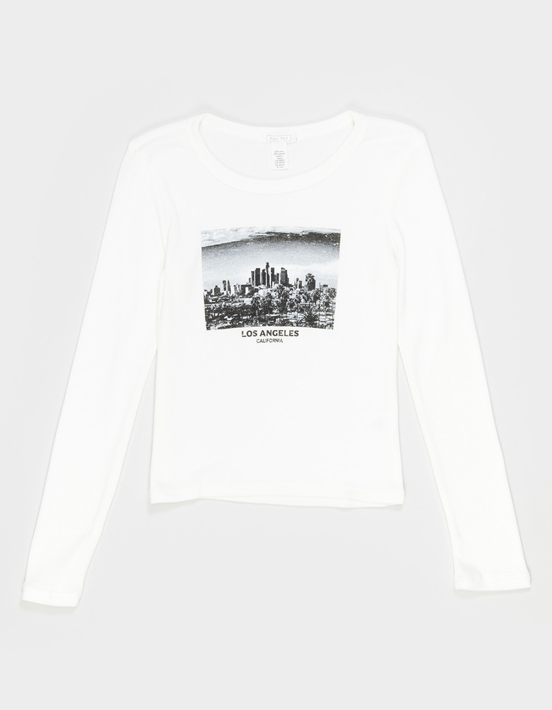 FULL TILT Los Angeles Girls Long Sleeve Baby Tee CREAM Tillys