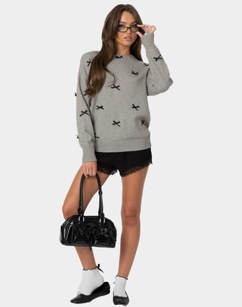 EDIKTED Satin Bow Oversized Sweater Alternative Image
