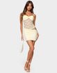 EDIKTED Sheer Lacey Asymmetric Mini Dress image number 5