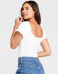 SKY AND SPARROW Puff Sleeve Cinch White Bodysuit image number 2