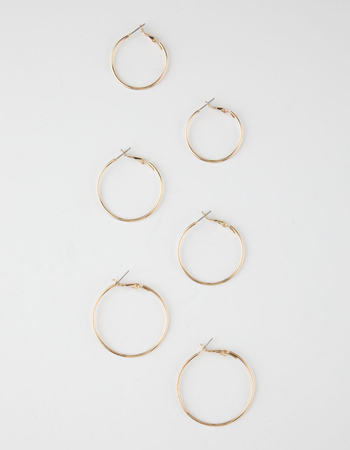 FULL TILT 3 Pairs Gold Hoop Earrings Primary Image