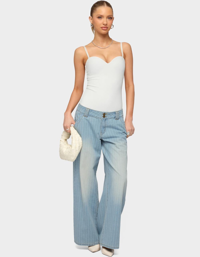 EDIKTED Petite Cory Striped Low Rise Baggy Jeans image number 4