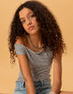 FULL TILT Girls Stripe Off The Shoulder Top image number 2