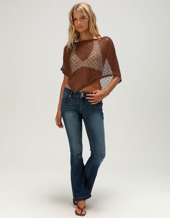 WEST OF MELROSE Womens Off The Shoulder Sequin Poncho Alternative Image