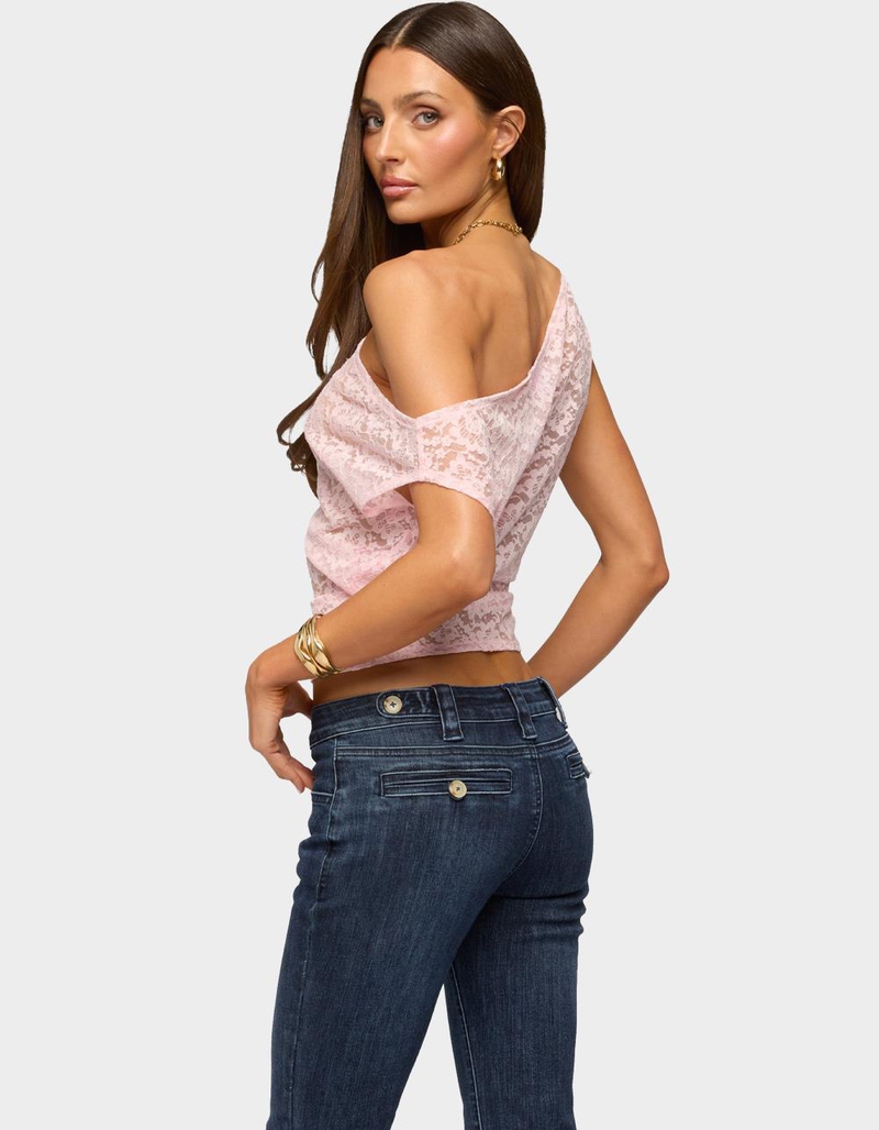 EDIKTED Kessa Sheer Lace Off Shoulder Top image number 2