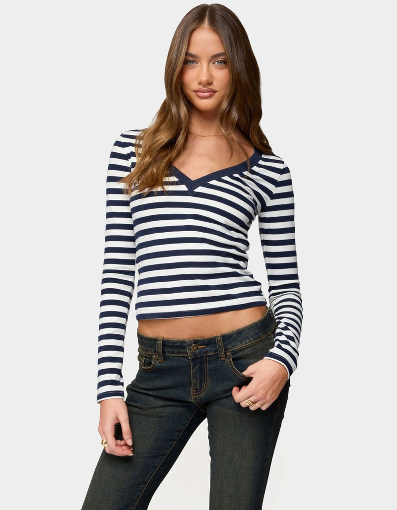 EDIKTED Solly Striped Long Sleeve Tee image number 0