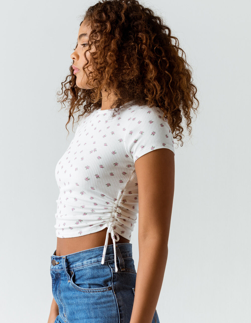 SKY AND SPARROW Ditsy Cinch Side Womens Tee image number 1