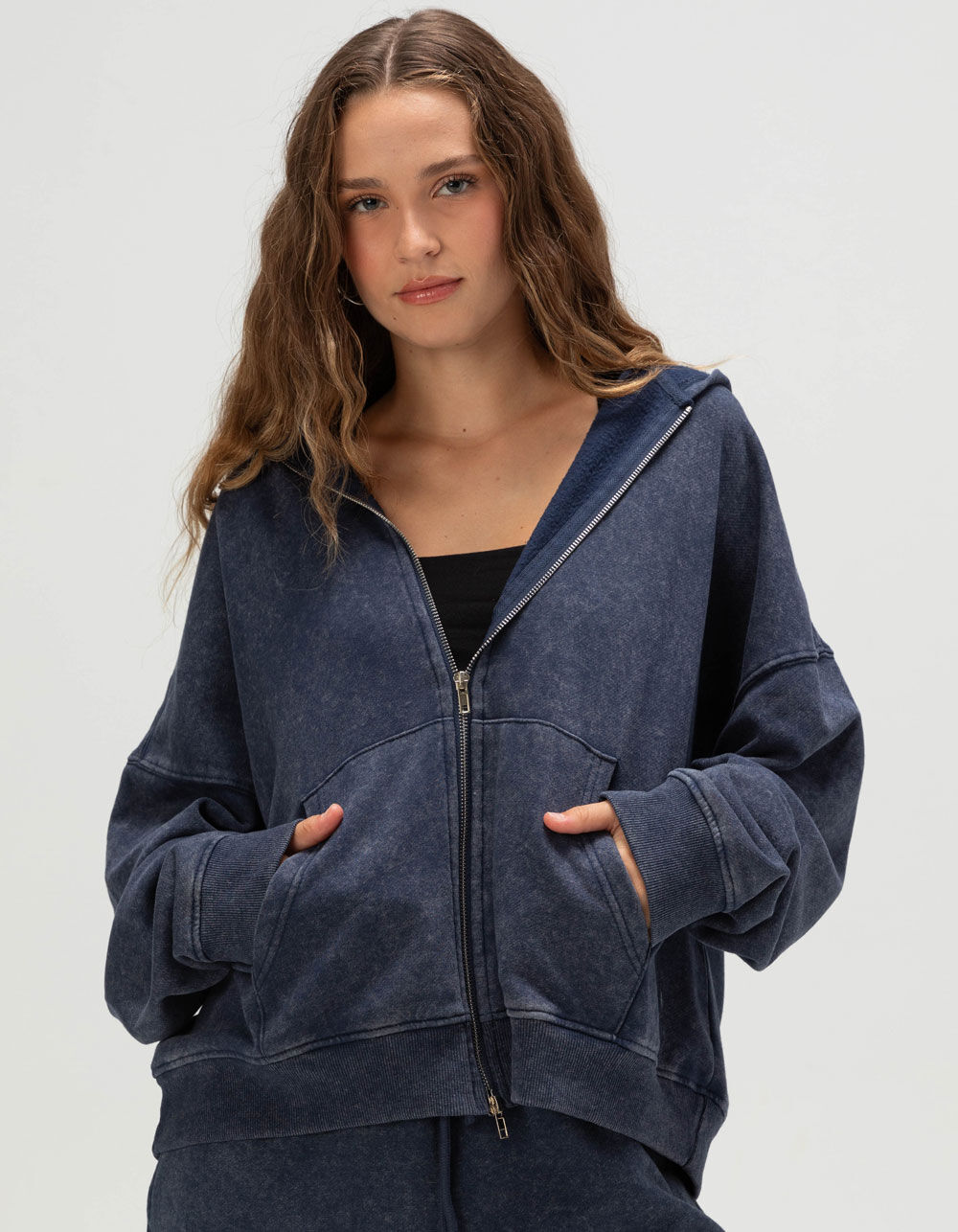 TILLYS Womens Oversized Zip-Up Hoodie - NAVY | Tillys