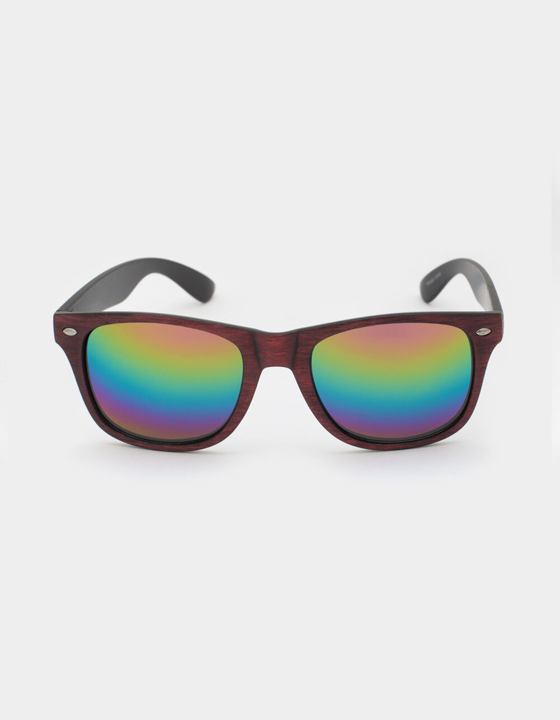 Wood Square Rainbow Lens Sunglasses image number 1