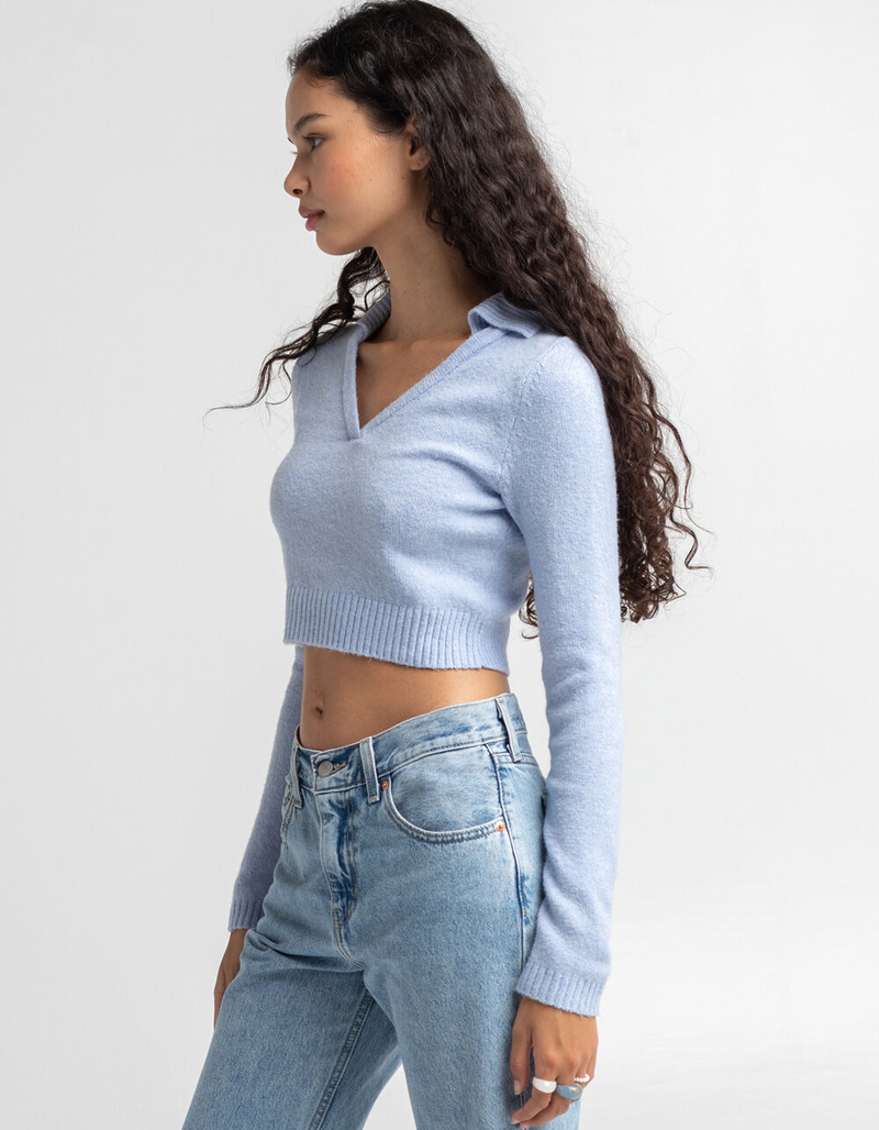 JOLIE & JOY Johnny Collar Womens Crop Top BLUE L Tillys