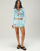 ED HARDY Blue Leopard Womens Rhinestone Sweat Shorts image number 1