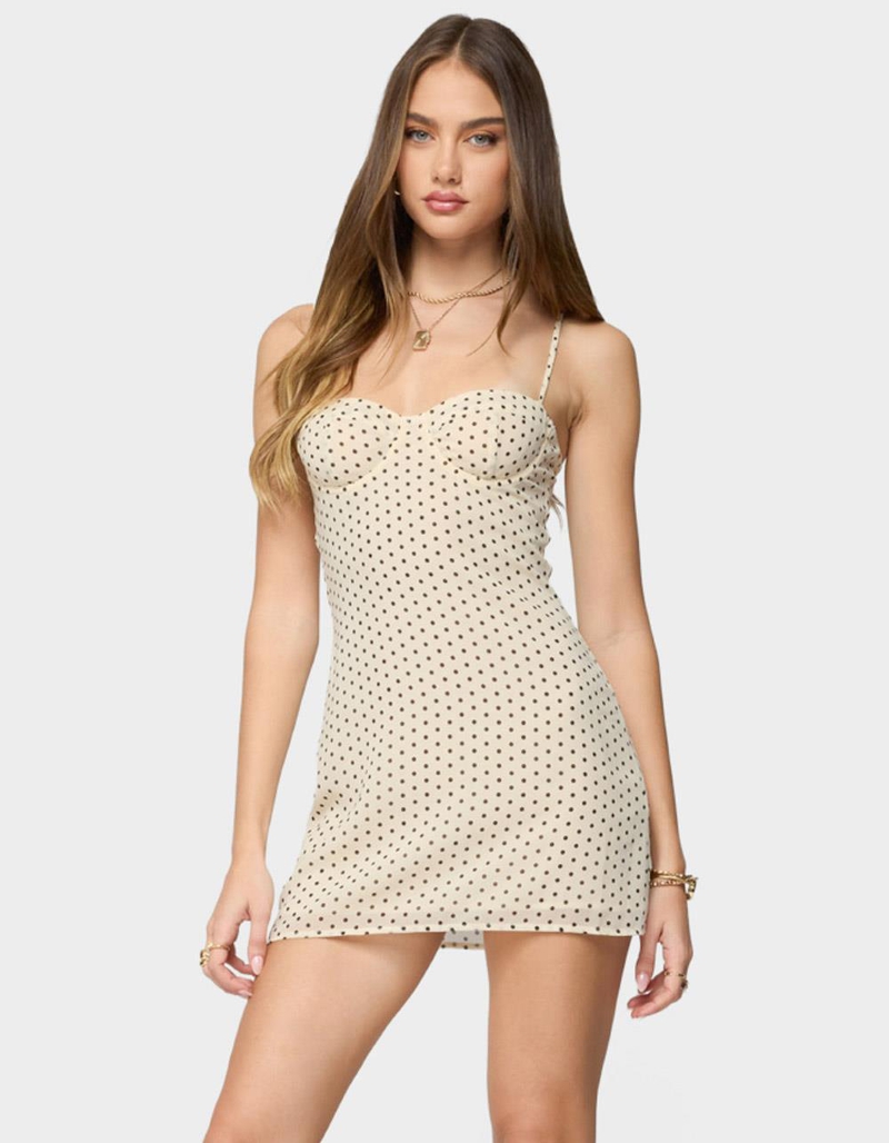 EDIKTED Polka Dot Cupped Chiffon Mini Dress image number 0