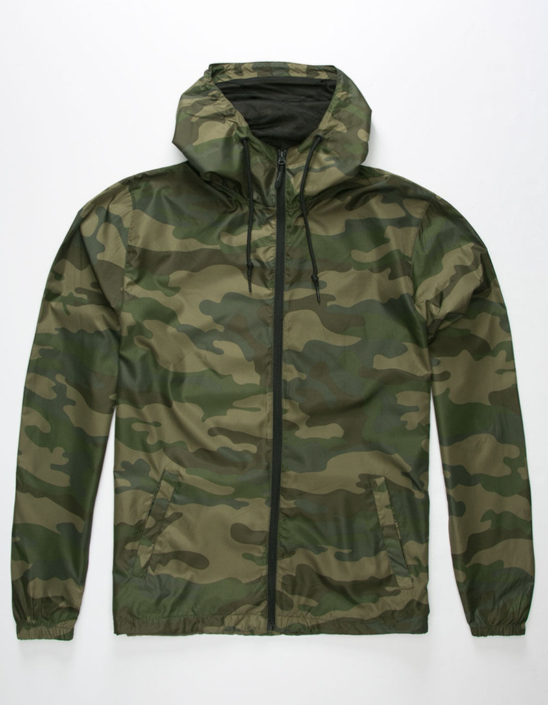INDEPENDENT TRADING COMPANY Lightweight Camo & Green Mens Windbreaker Jacket image number 0