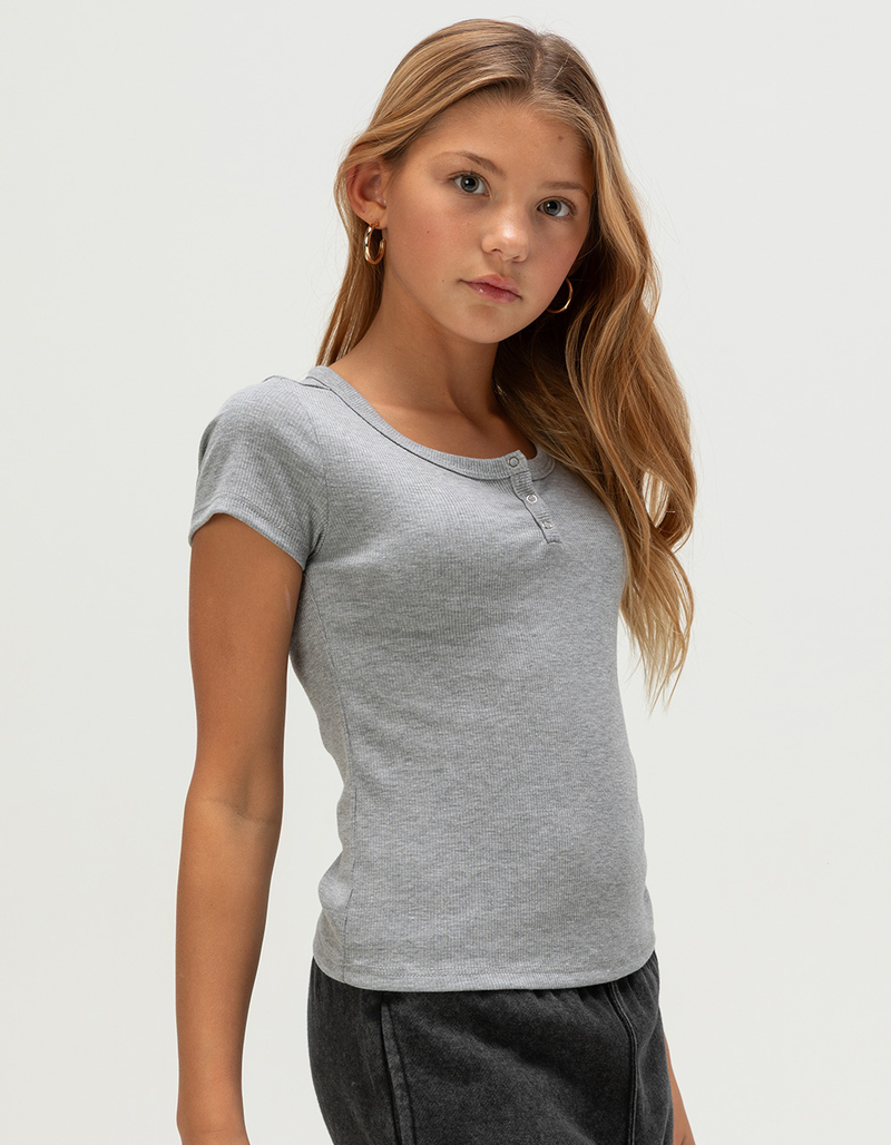 FULL TILT Girls Snap Henley Top image number 3