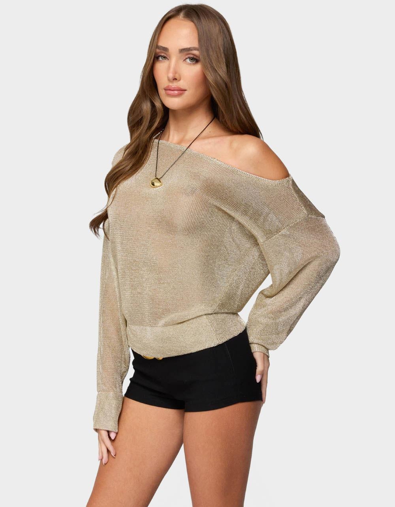 EDIKTED Charlo Off Shoulder Shiny Knit Top image number 1