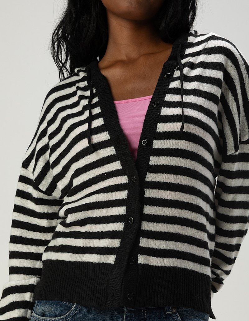 FULL TILT Womens Stripe Button Up Hooded Sweater image number 2
