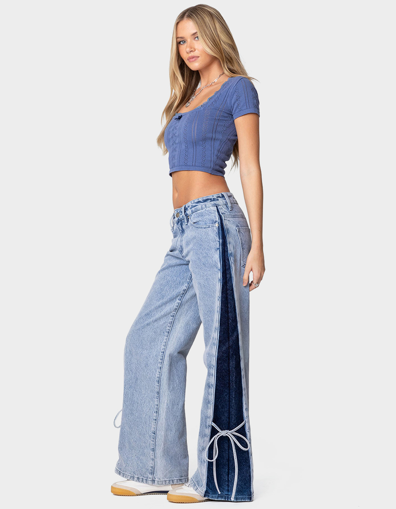 EDIKTED Contrast Split Washed Jeans image number 2