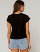 HEART & HIPS Roll Cuff Womens Black Tee image number 3