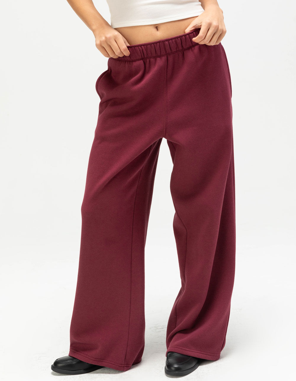 TILLYS Wide Leg Womens Sweatpants - BURGUNDY | Tillys