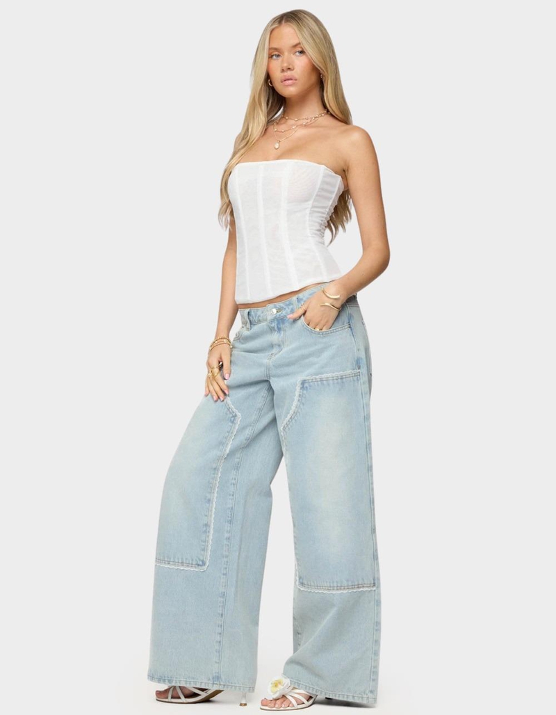 EDIKTED Teela Lacey Low Rise Carpenter Jeans image number 3