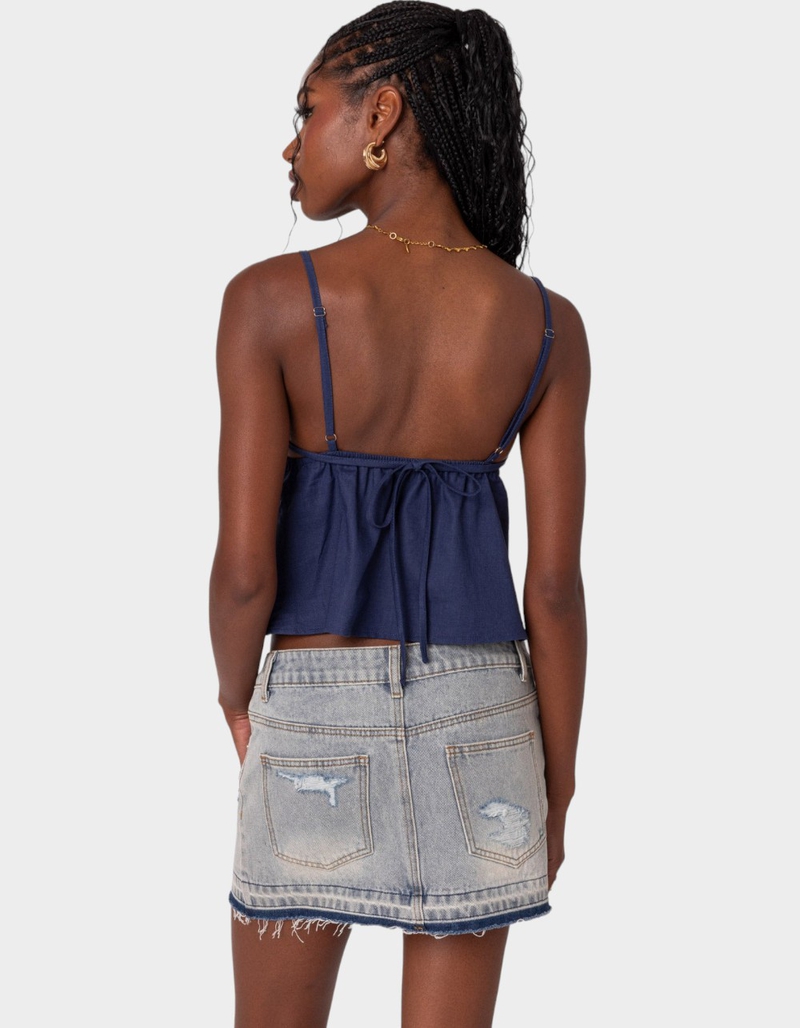 EDIKTED Linen Look Open Back Top image number 4