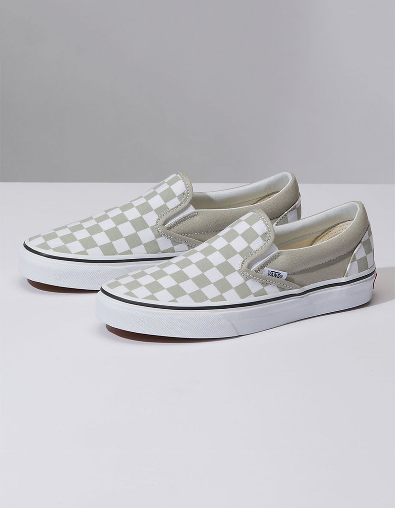 VANS Checkerboard Classic Slip-On Desert Sage Womens Shoes image number 2