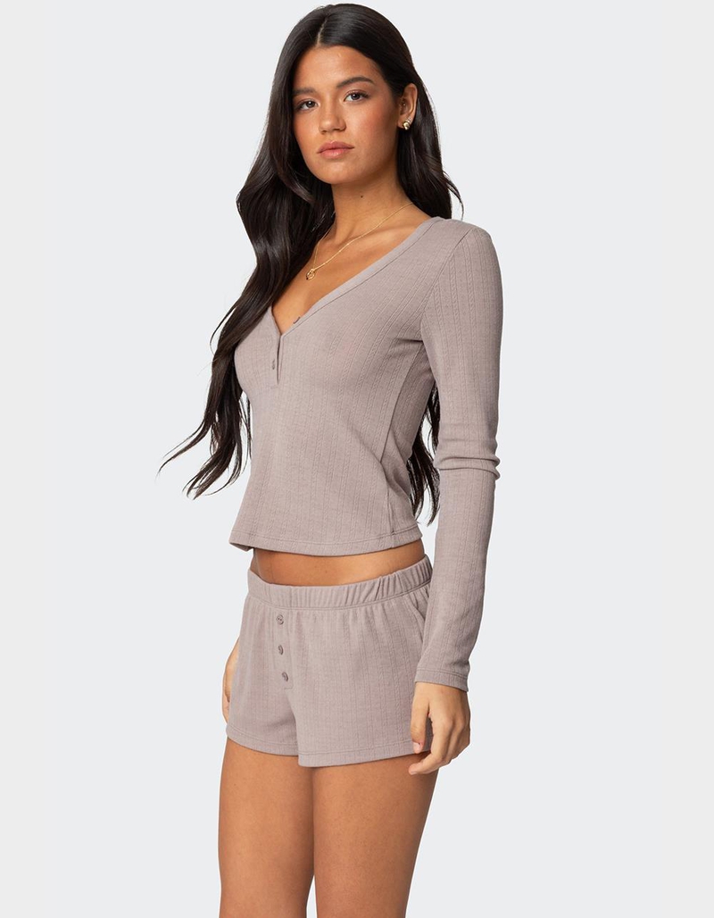 EDIKTED Keely Pointelle Henley Top image number 2