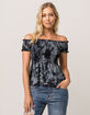 SKY AND SPARROW Tie Dye Off The Shoulder Womens Babydoll Top image number 1